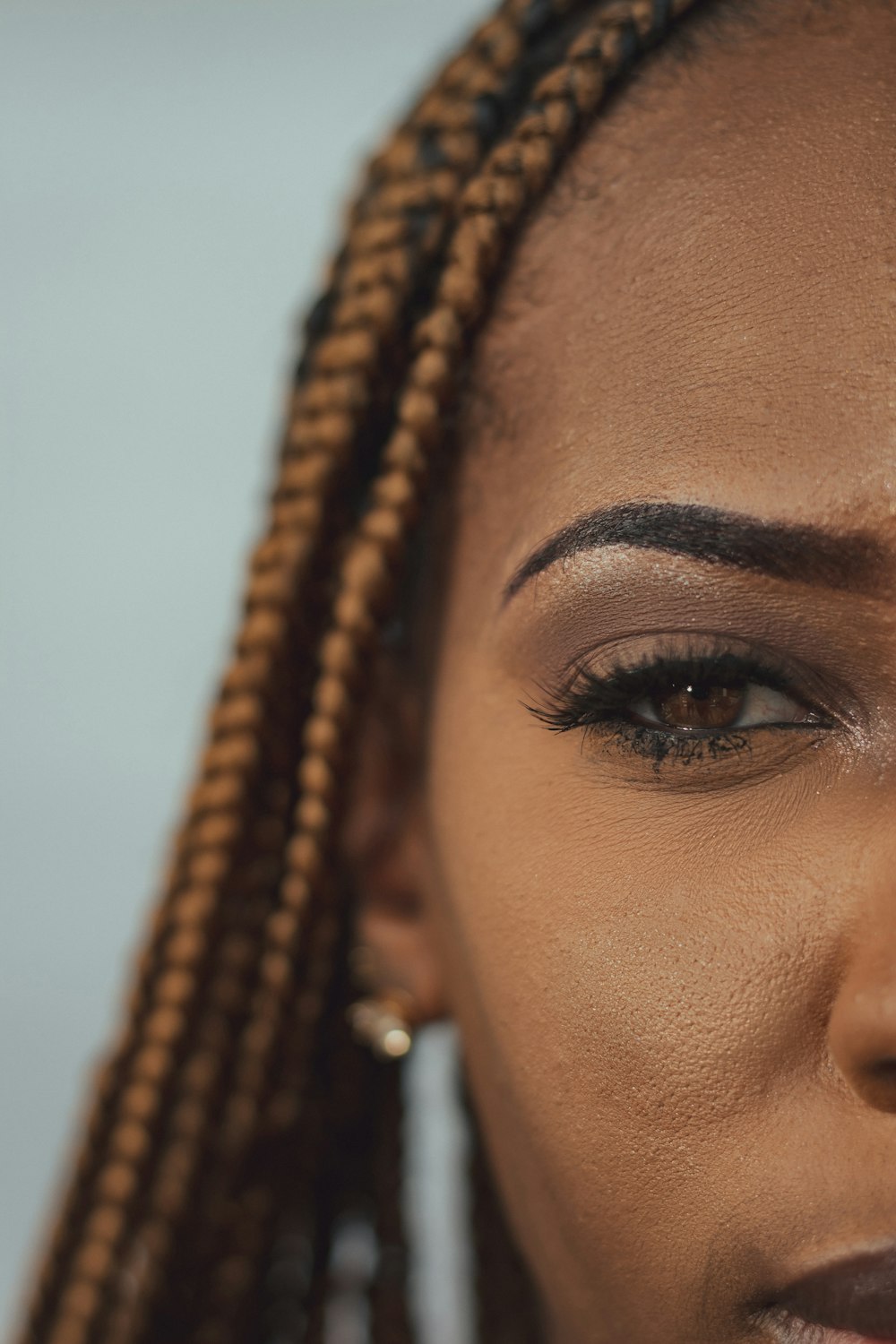 a close up of a woman's face