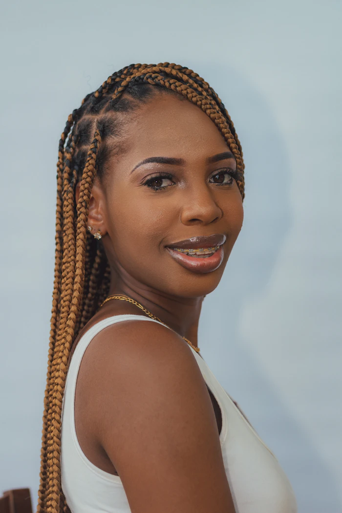 Black woman with braided hair portrait