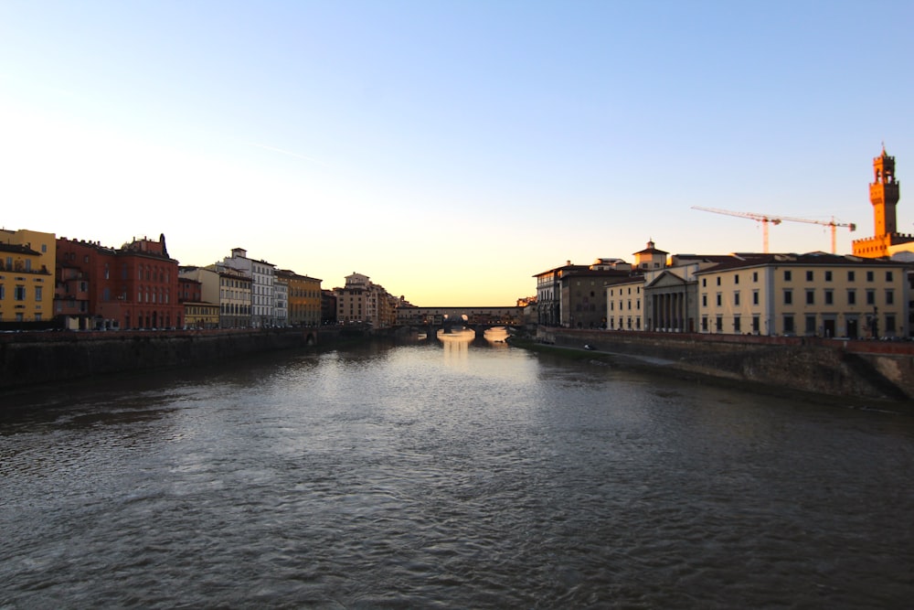 a body of water with buildings along it