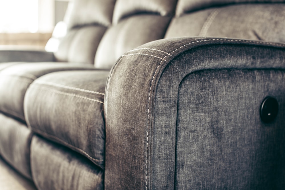 a close up of a leather chair