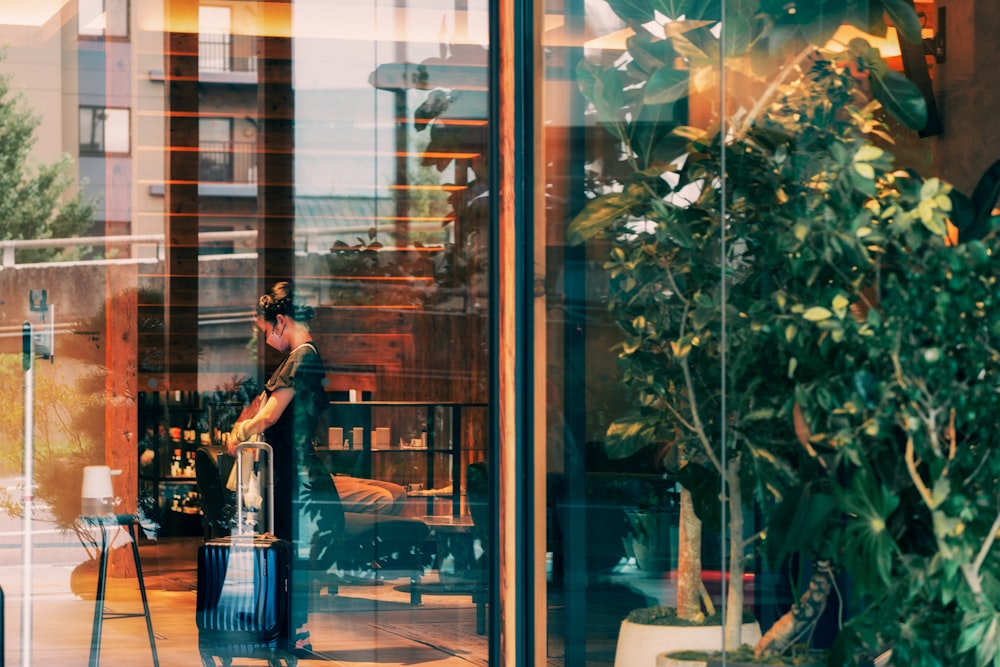 a person standing in a doorway