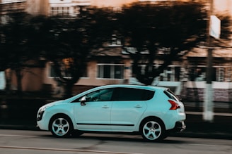 a car driving down the road