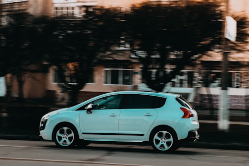 a car driving down the road