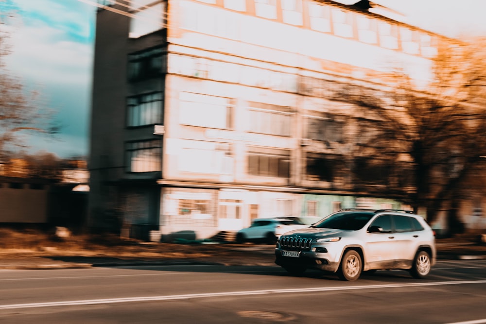 a car parked in front of a building