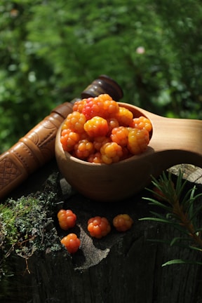 a bowl of cloudberries