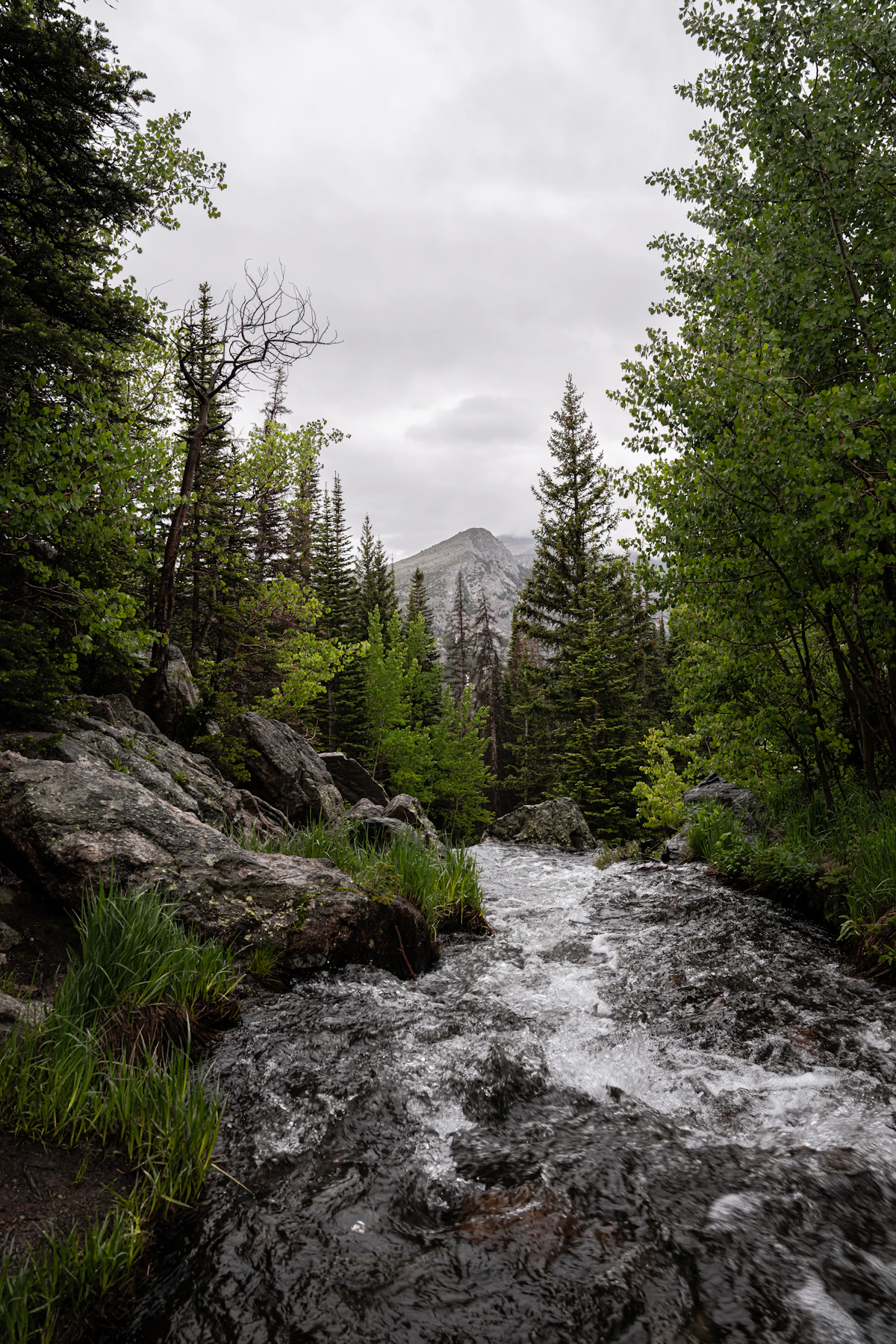 Mountain town in spring with melting snow Colorado