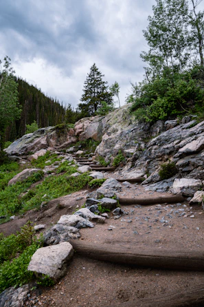 A scenic hiking trail near Campisábalos with lush greenery and distant castle views.