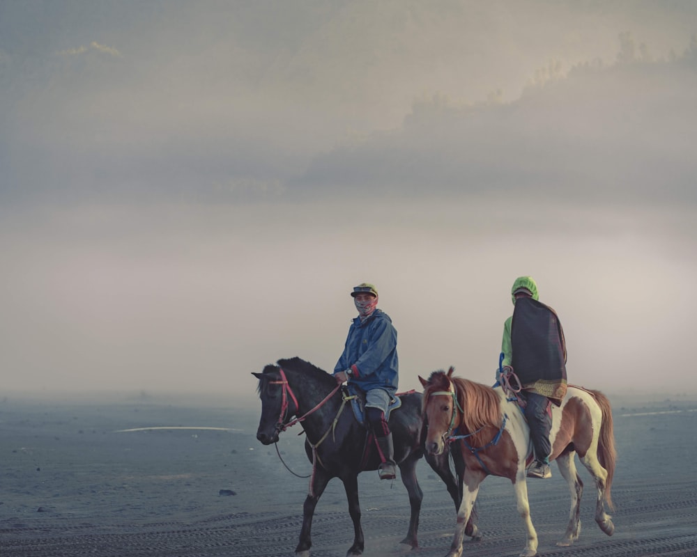 a group of people riding horses