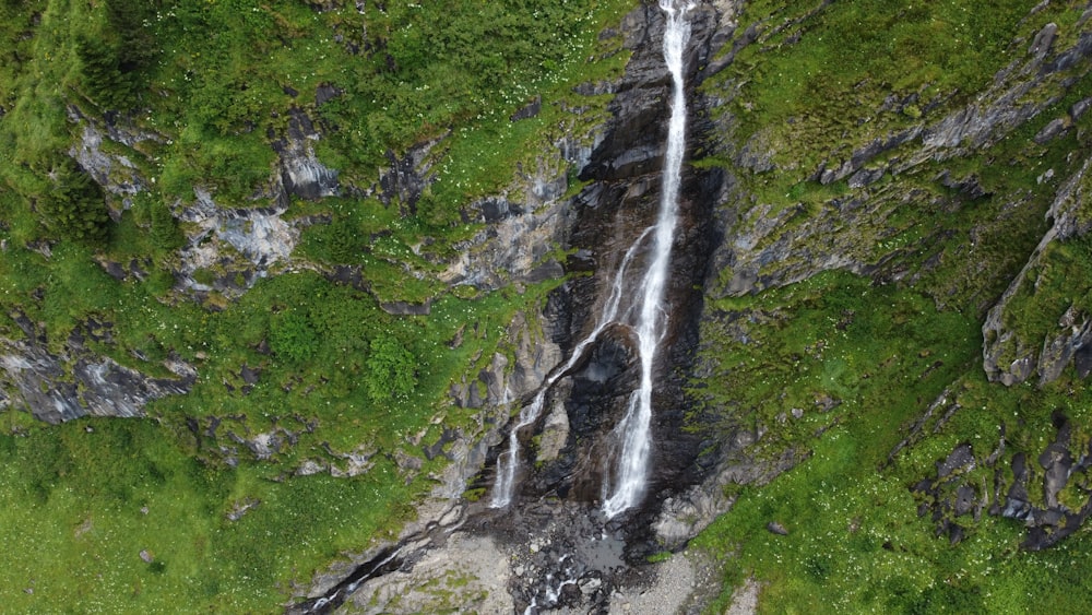 a waterfall in a rocky area