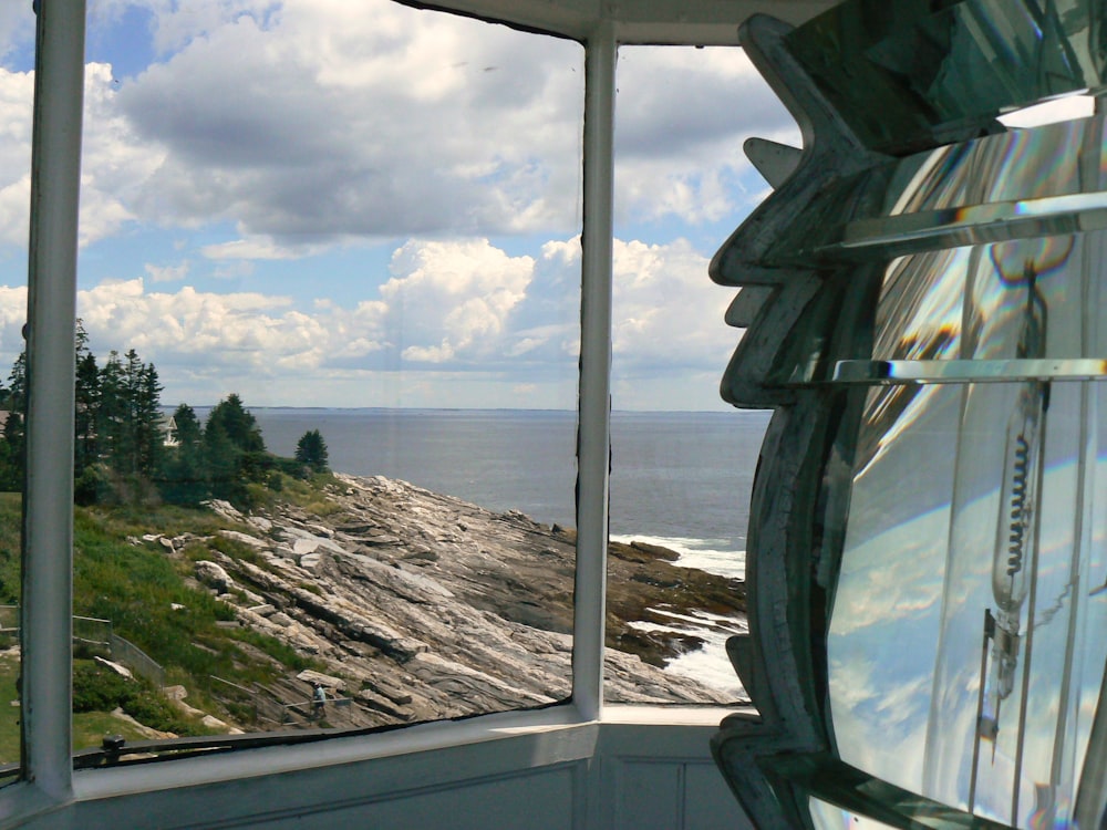 a view of the ocean from a window