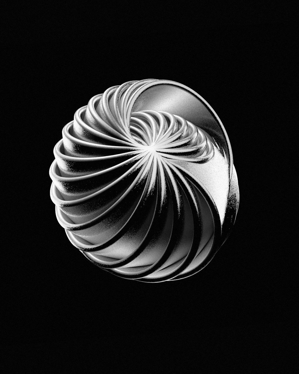 a black and white image of a sphere with a black background