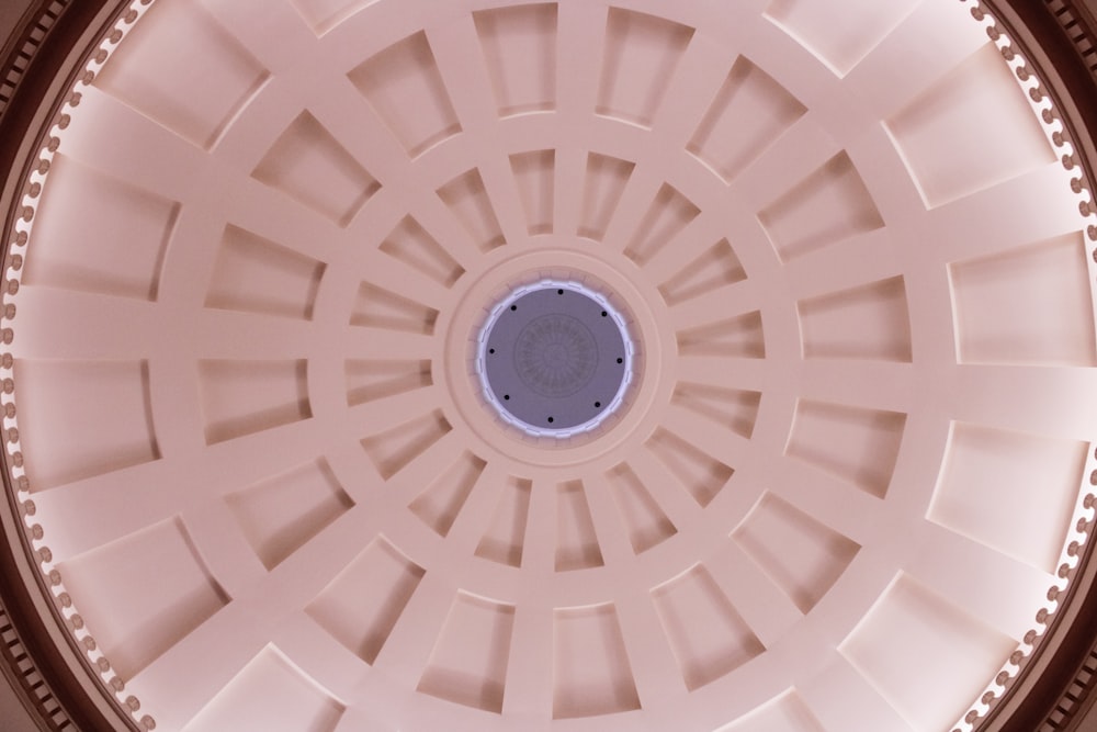 a ceiling with a circular object