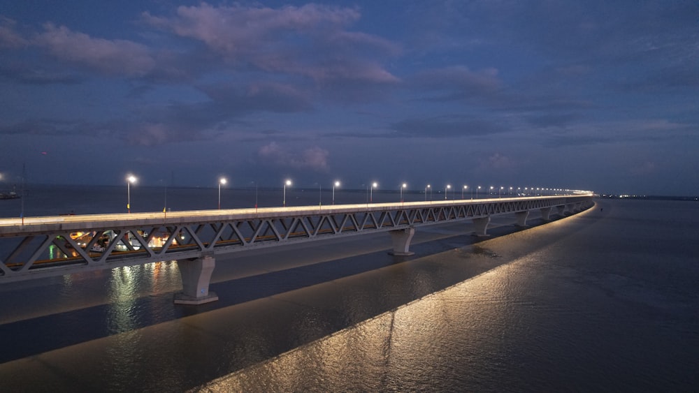 a bridge with lights on it