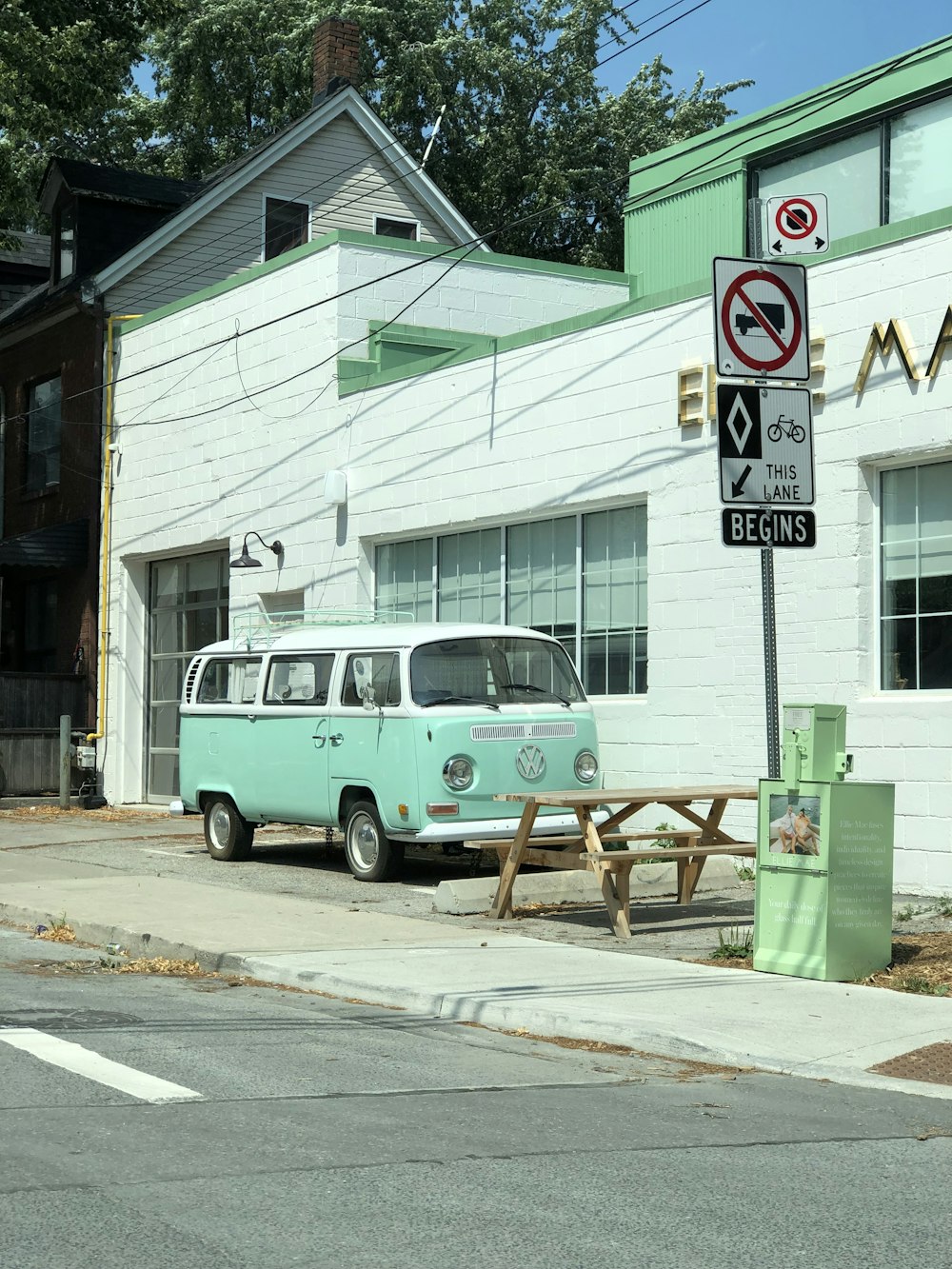 a van parked on the side of a road