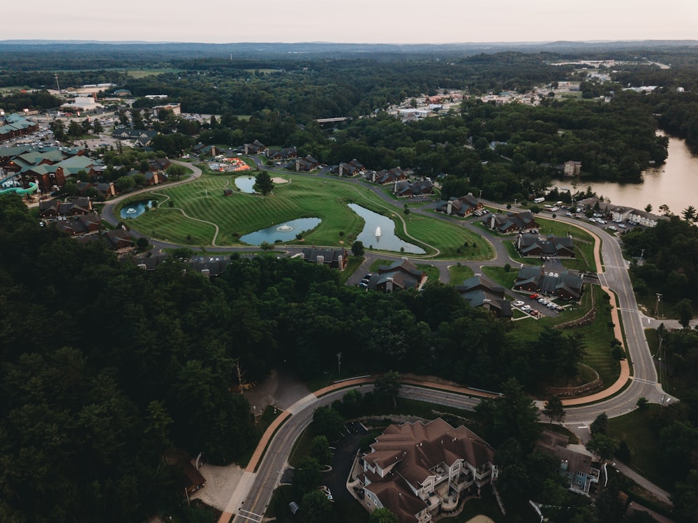 an aerial view of a park