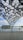 A geometric steel canopy with perforated triangular patterns forms a shaded structure over a wooden deck. Beyond the railing, a calm body of water reflects the blue sky and scattered clouds. In the distance, there is a modern architectural building and lush greenery along the horizon.