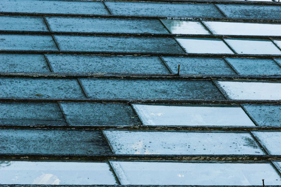 Rain running down a roof