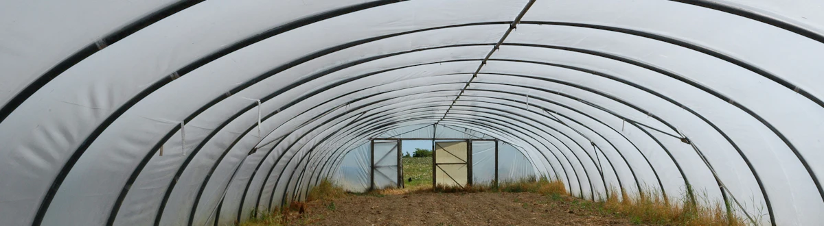 Greenhouse arch frame during construction