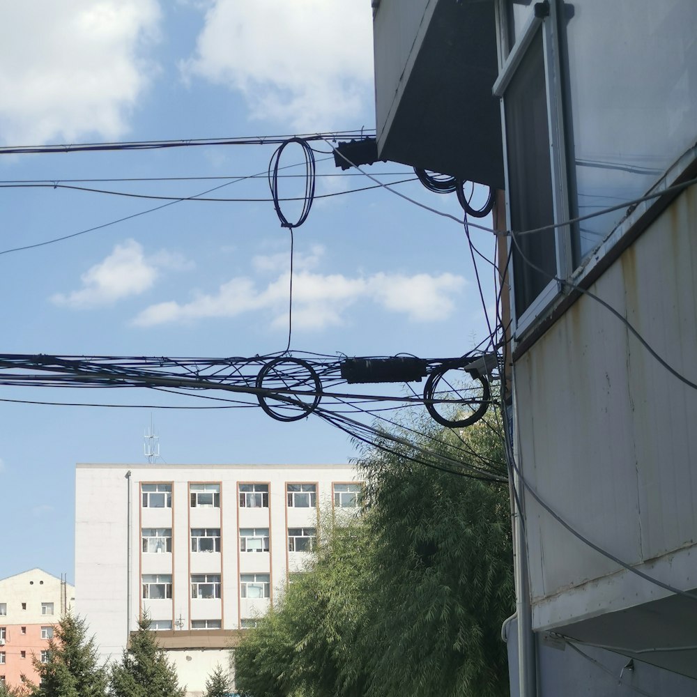 a power line above a building