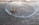 A wasp is trapped under a clear plastic cup placed on a wooden surface. The wasp appears to be trying to escape, with its antennae and legs visible.