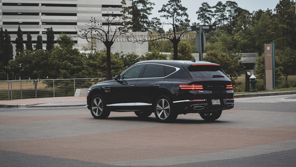 a black car on a road