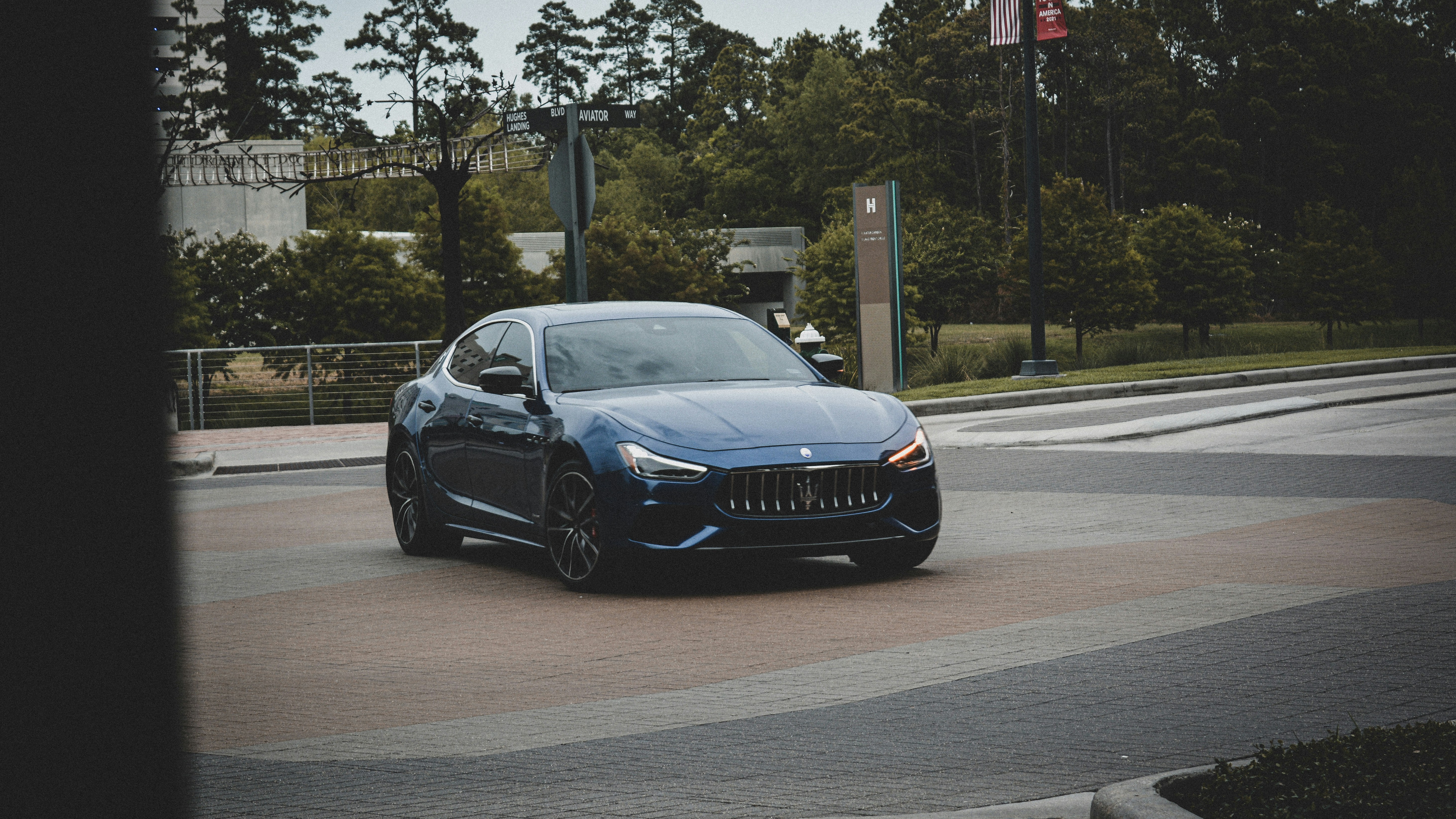 a car driving down a road
