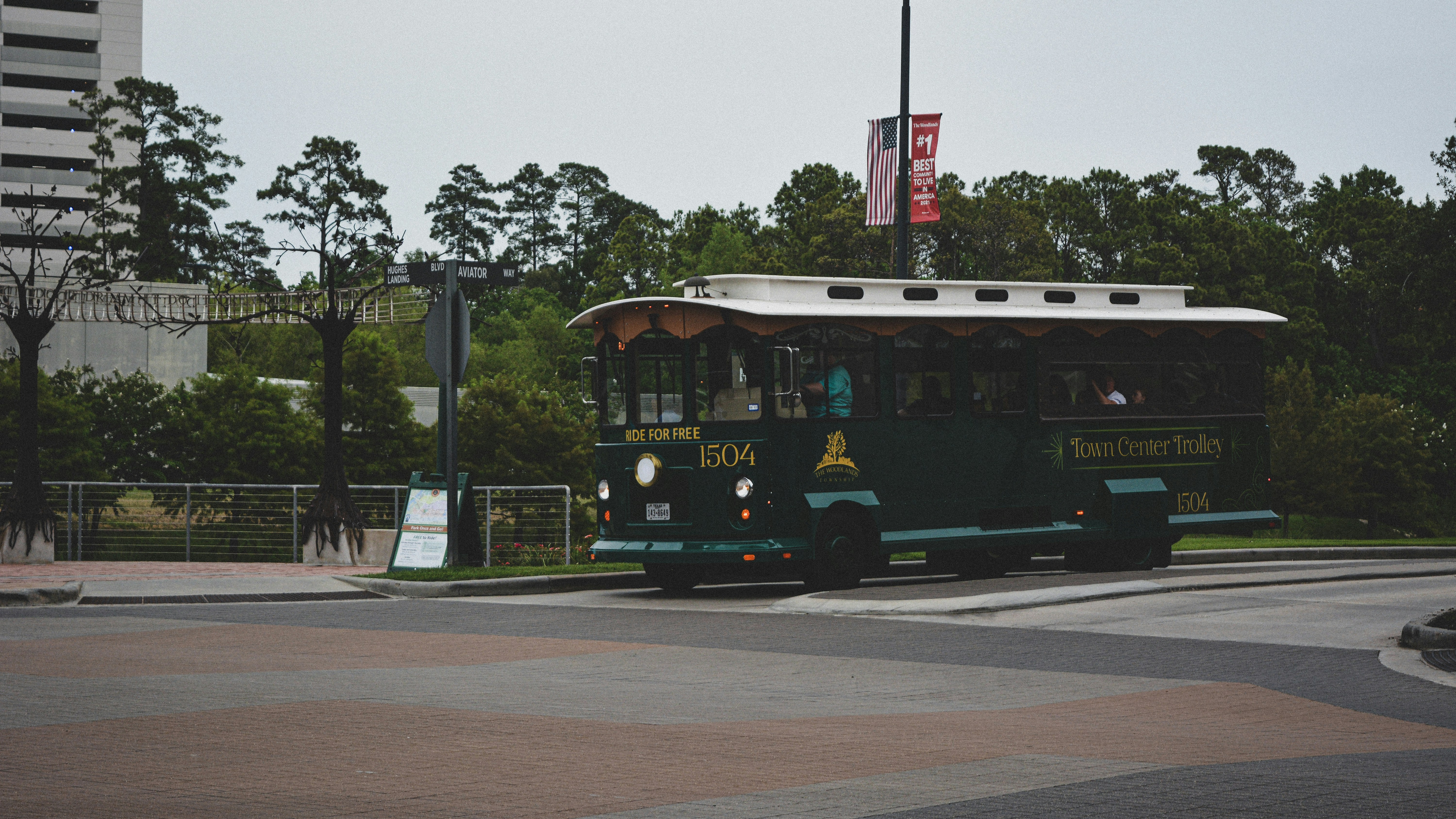 a bus driving down the street