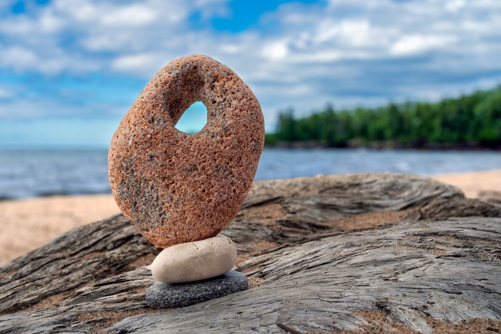 a rock with a hole in it