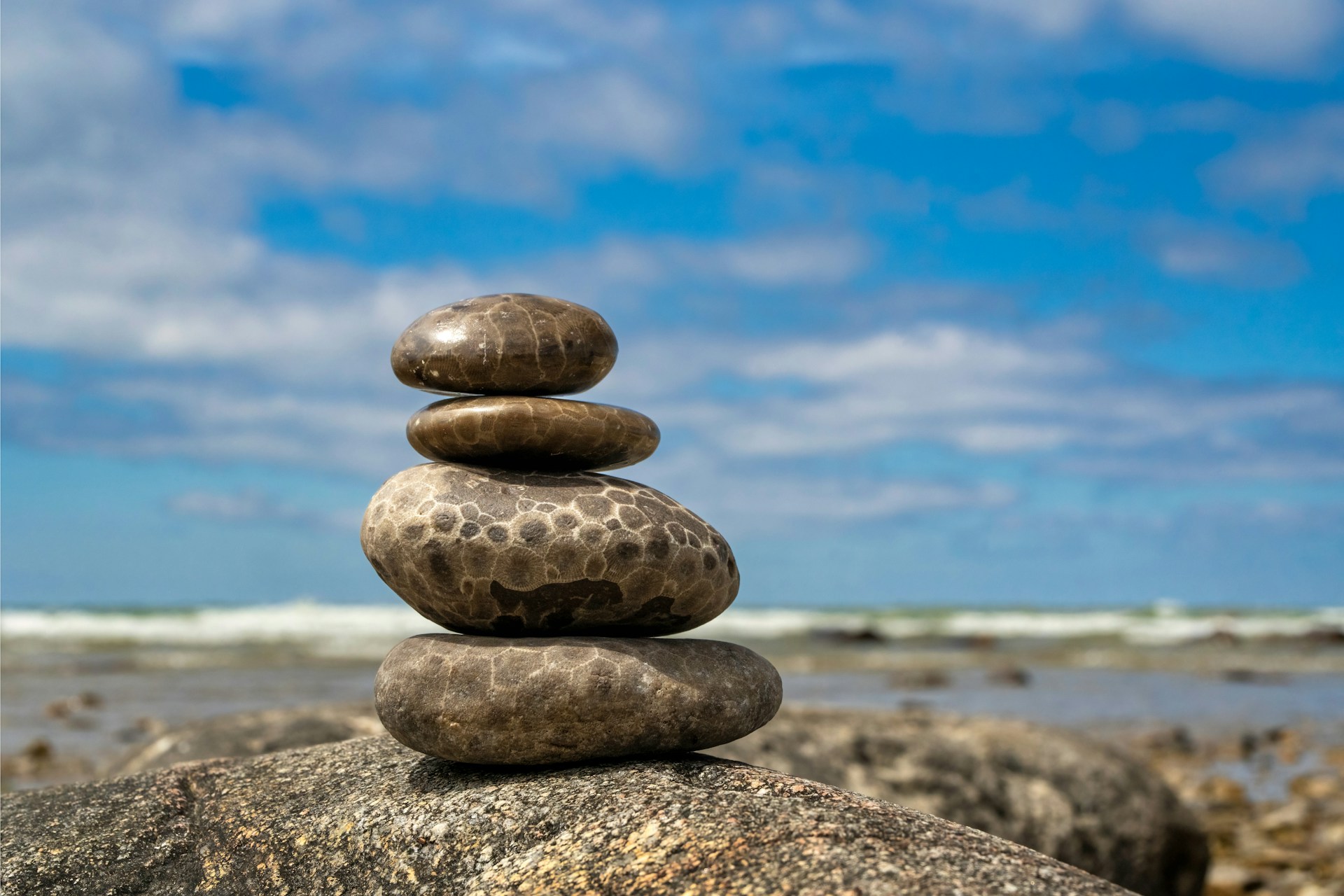 a stack of rocks on a beach