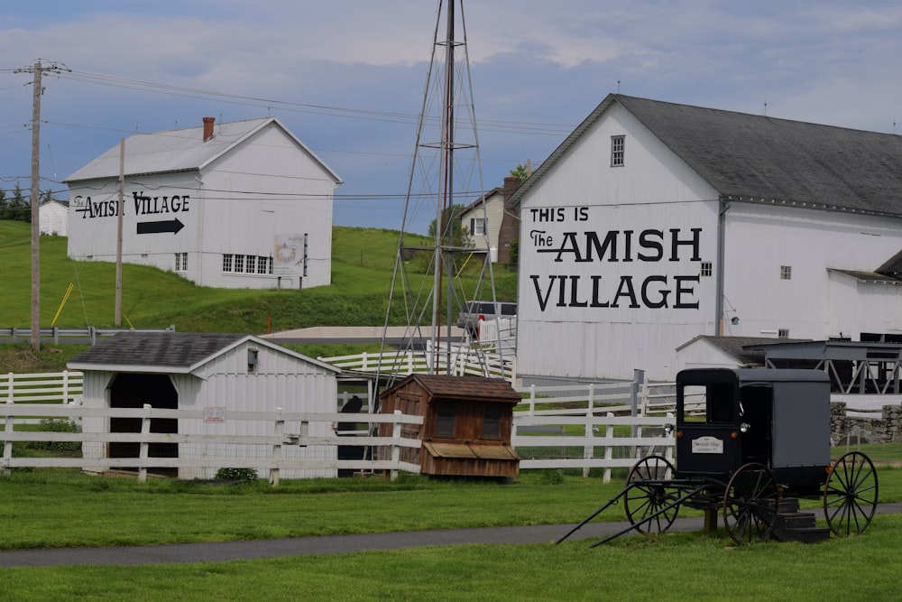 a white building with a sign on it