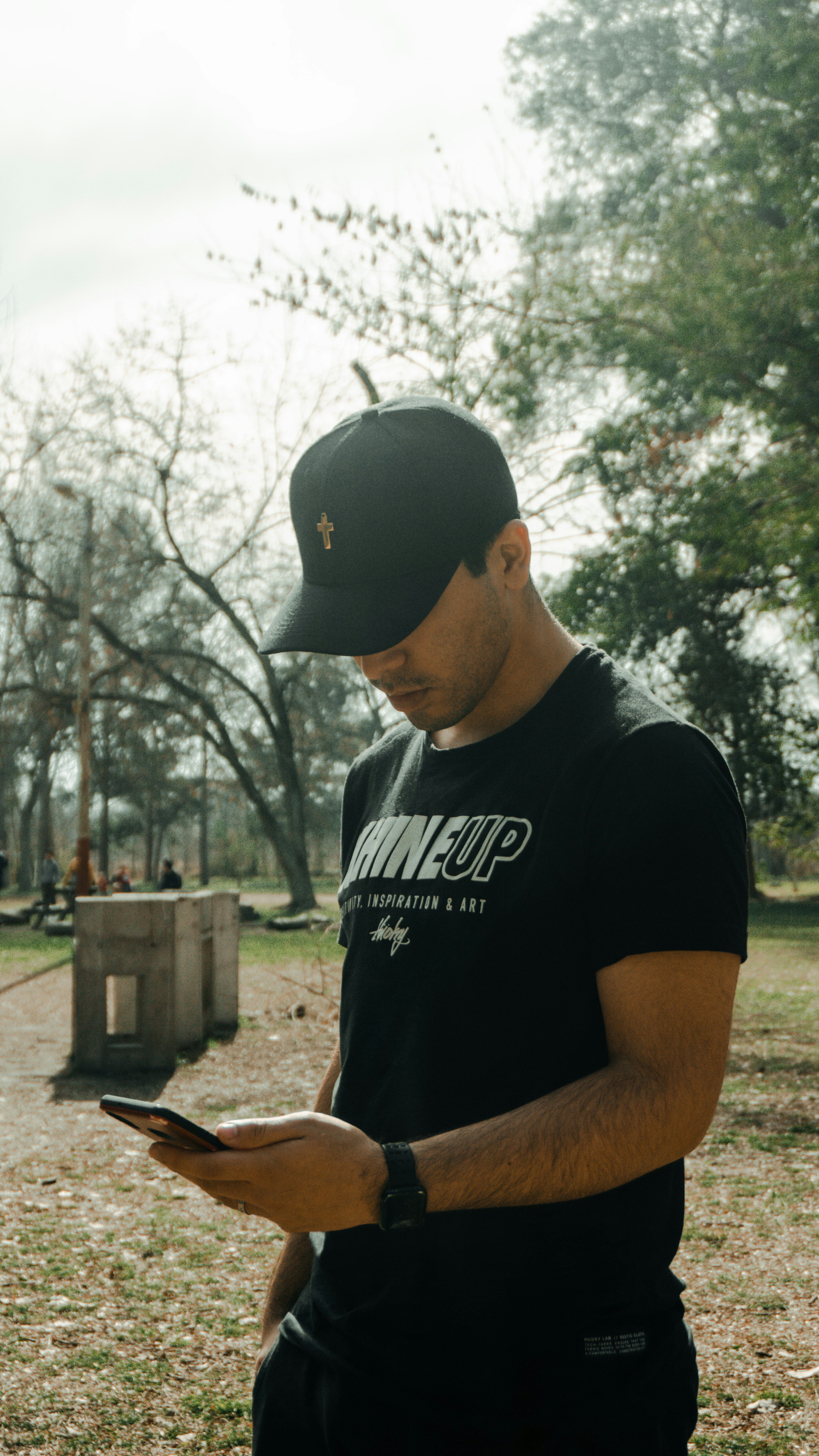 a man in a black shirt
