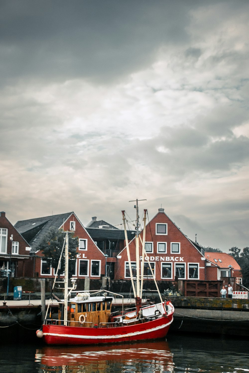 a boat docked at a pier