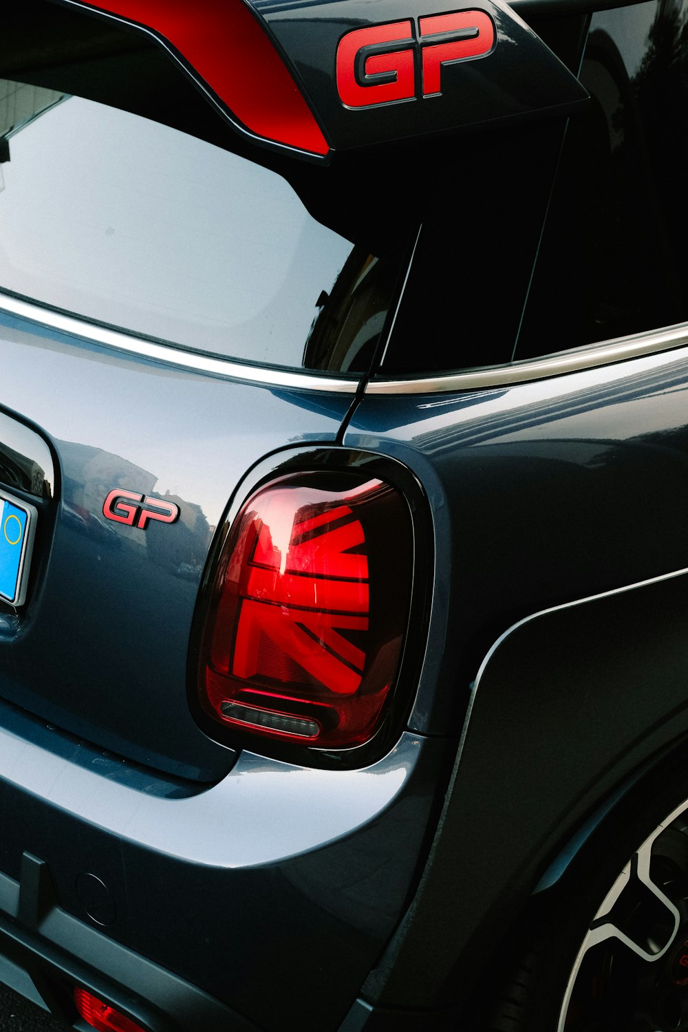 a close up of a car's rear light