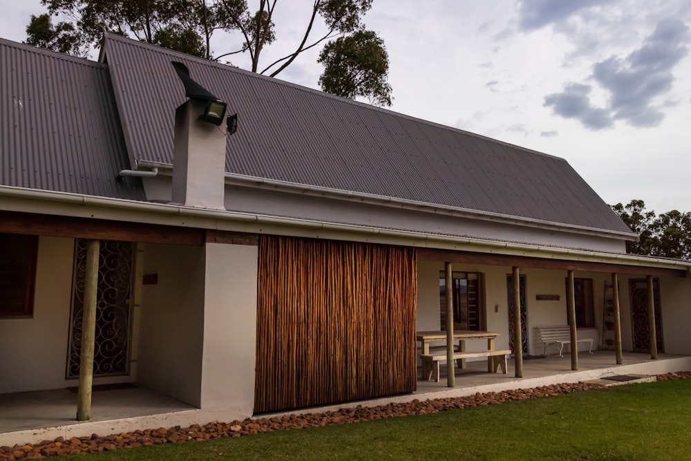 a house with a wood panel