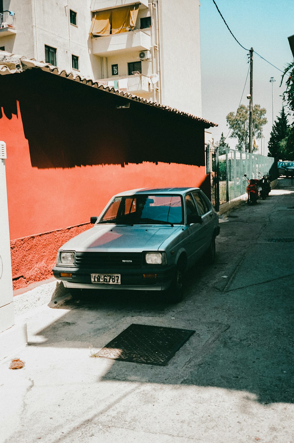 a car parked on a street