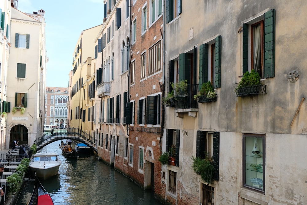 a canal between buildings