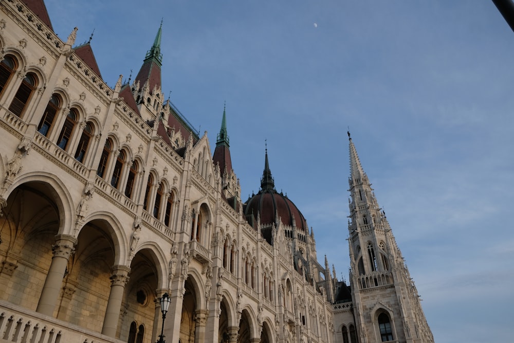 a large building with towers