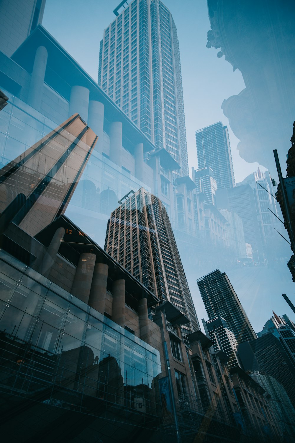 a tall building with glass windows