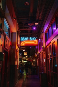 a street with neon signs