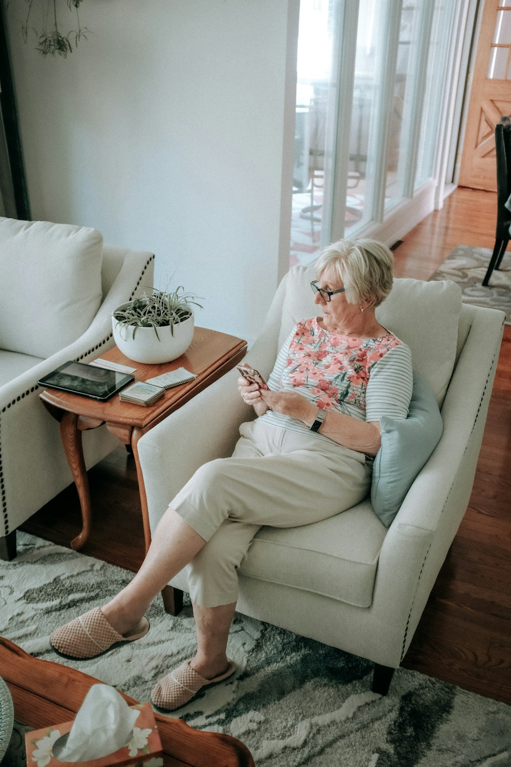 a person sitting in a chair