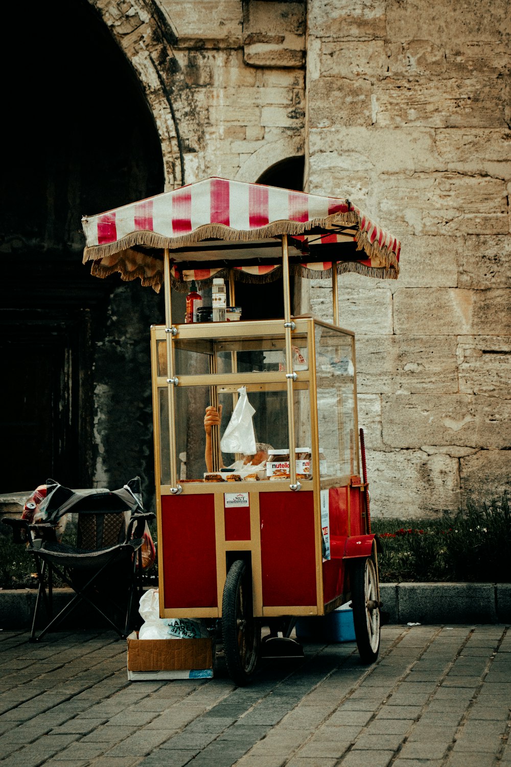 a small cart with a canopy