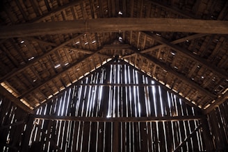 A rustic barn with sunlight streaming through, symbolizing the heart of our cattle farm.