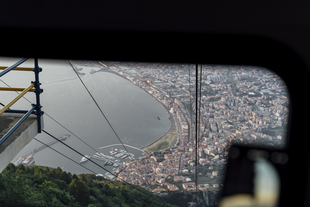 a view of a city from a high up high