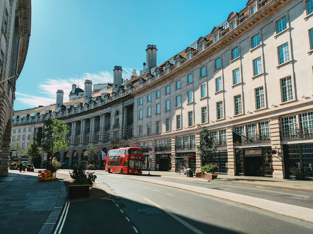 a red bus on the street