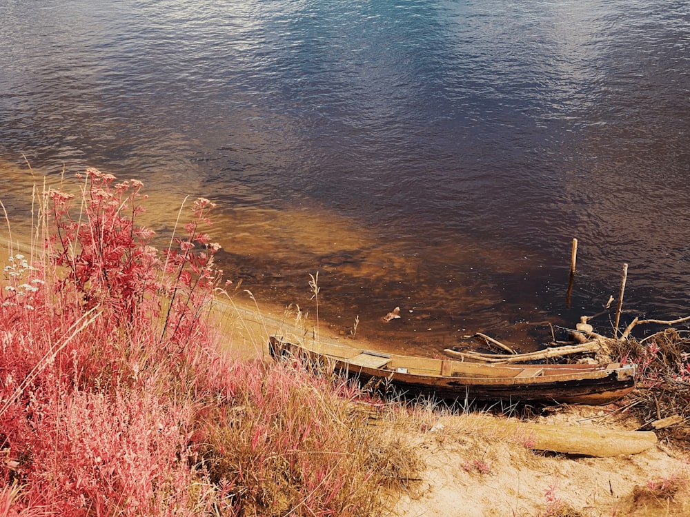 a boat sits in the water