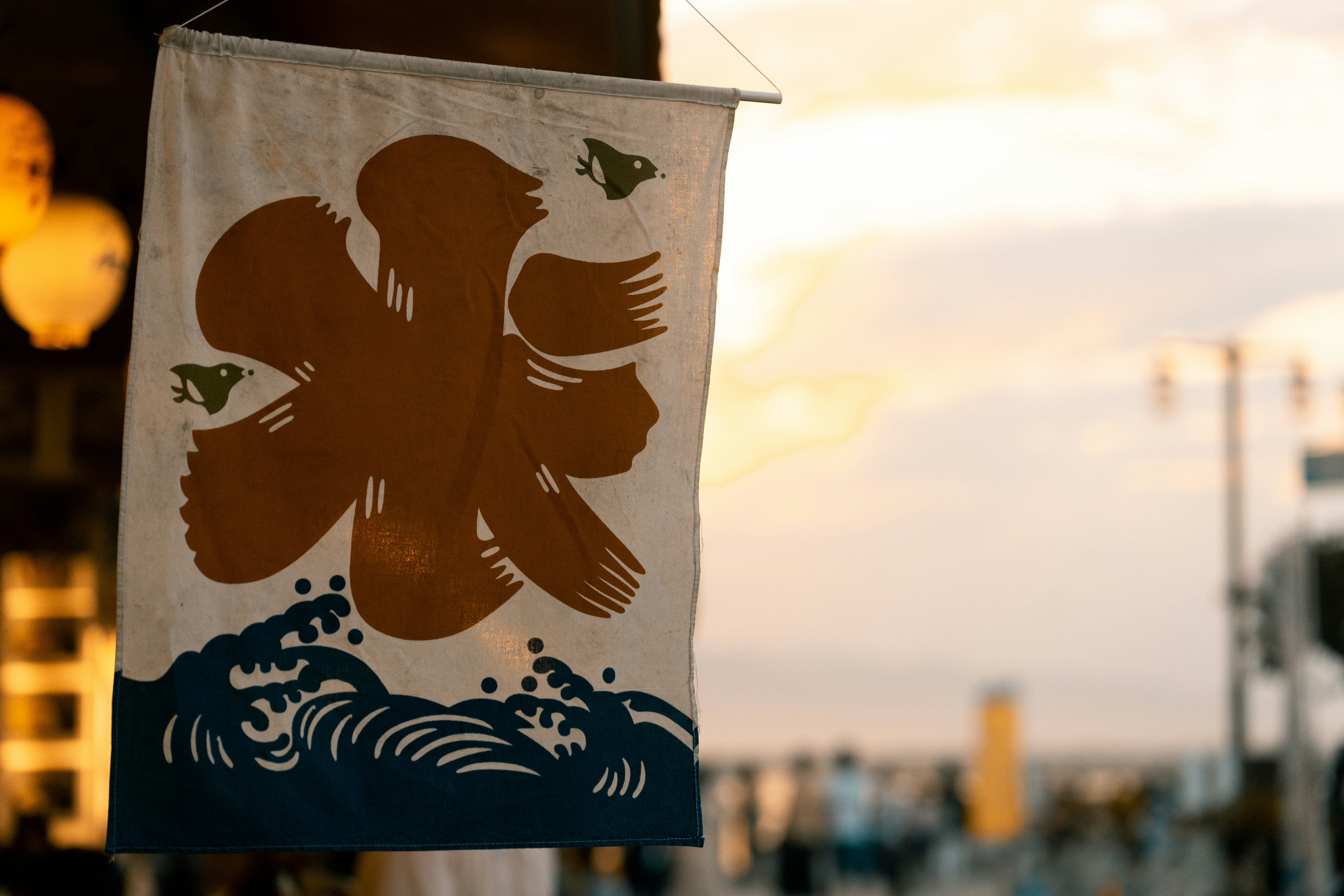 a flag with a cartoon on it