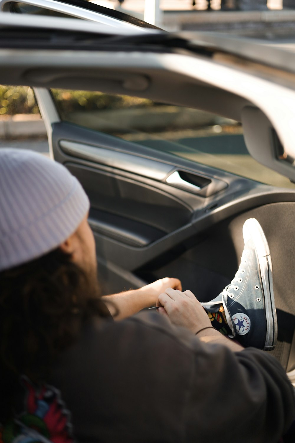 a person driving a car