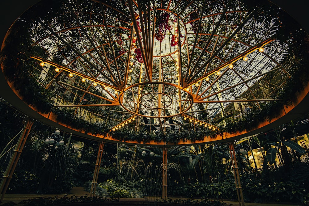 a large ferris wheel at night