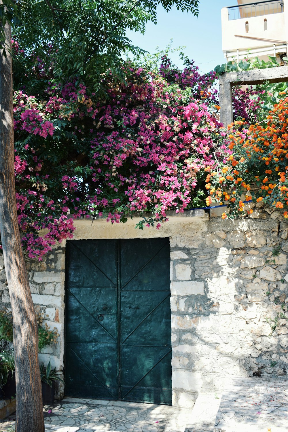 a door with flowers on it