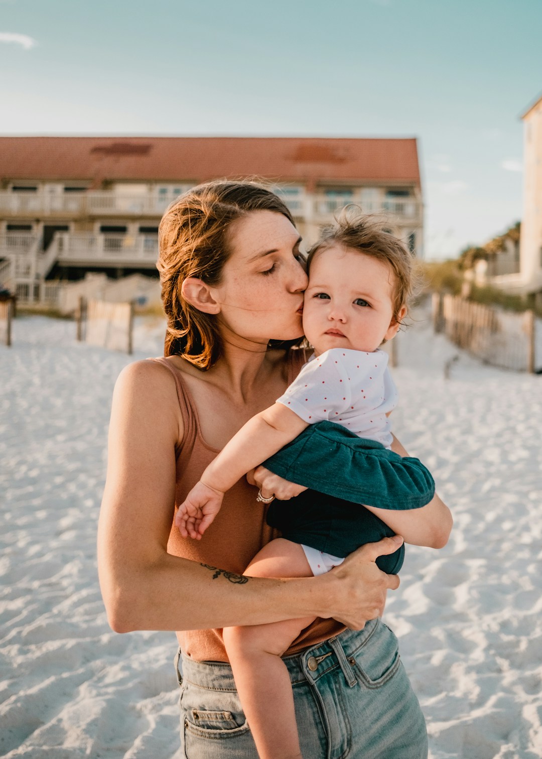 mother child beach